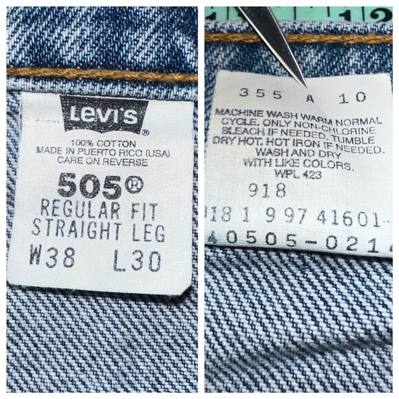 Levi's 505 VTG Orange Tab Jeans 38x30 actual 36x30 Regular Fit Straight Leg - Picture 4 of 9